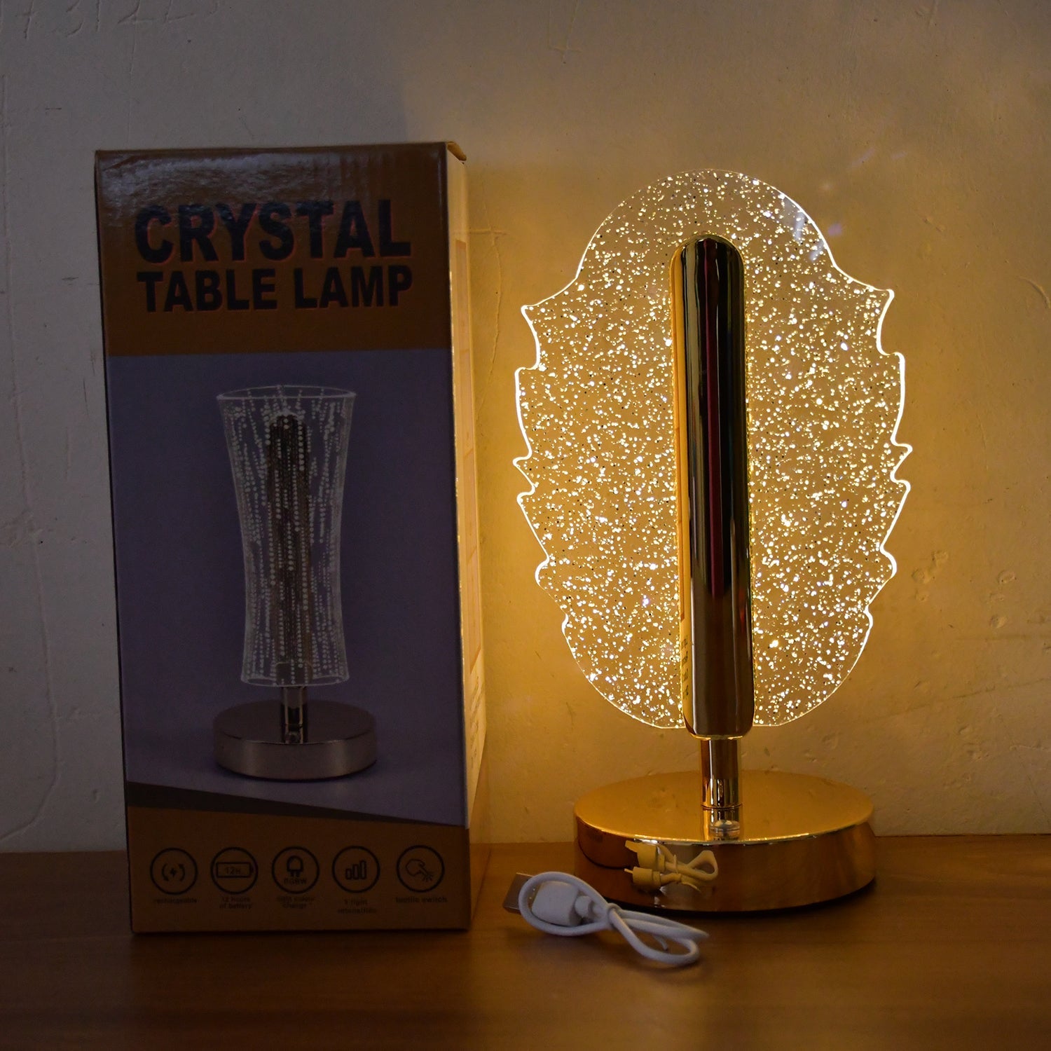 Elegant Feather Shape Crystal Table Lamp (1 Pc) Elegant Feather Shape Crystal Table Lamp (1 Pc)